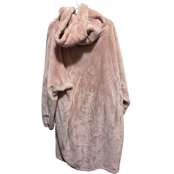 Wearable Blanket Fleece Pink Sweatshirt Cozy Giant Hoodie Pocket Adult One Size - Picture 4 of 9
